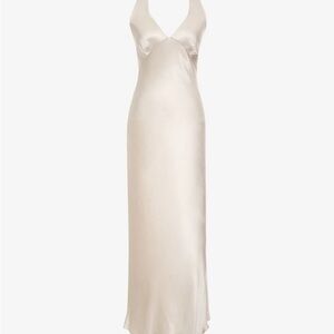 Rumored Beige silk Sunset Strip Maxi Dress
